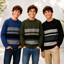 Kit 3 Blusas Lã Infantil Menino Sueter Tricôt Premium 0 a 12 anos Kit 3 Blusas Lã Infantil Menino Sueter Tricôt Premium 0 a 12 anos