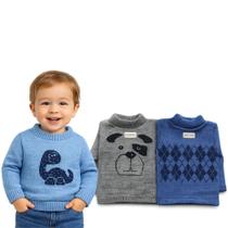 Kit 3 Blusas Lã Infantil Menino Sueter Tricôt Premium 0 à 12 anos Kit 3 Blusas Lã Infantil Menino Sueter Tricôt Premium 0 à 12 anos