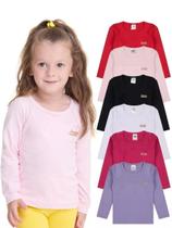 Kit 3 Blusas Manga Longa Bebê Menina Algodão Lisa conforto para bebê blusas manga longa infantil