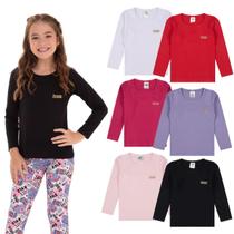 Kit 3 Blusas Manga Longa infantil menina Algodão Lisa conforto para meninas blusas manga longa infantil Kit 3 Blusas Manga Longa infantil menina Algodão Lisa conforto para meninas blusas manga longa infantil