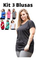 Kit 3 Blusas Plus Size Feminina Tecido Dry Fit Seca Rápido Atacado - Fitmoda Kit 3 Blusas Plus Size Feminina Tecido Dry Fit Seca Rápido Atacado - Fitmoda