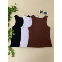 kit 3 blusas regata feminina básica americana verão blogueira estilosa tendencia dia a dia