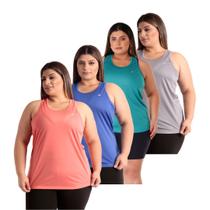 KIT 3 Blusas Regata Plus Size Dry Fit Fitness Academia KIT 3 Blusas Regata Plus Size Dry Fit Fitness Academia