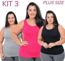 KIt 3 Blusas Regatas Esportiva Para Treinos Plus Size