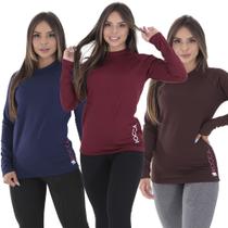 Kit 3 blusas segunda pele peluciada térmica felpada peluciada