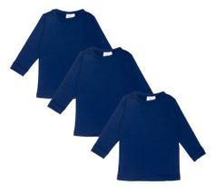 Kit 3 Blusas Térmicas Infantil Branco Marinho