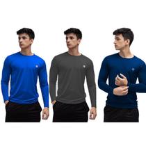 Kit 3 Blusas Termicas Masculina Uv50+ Segunda Pele Proteção Solar