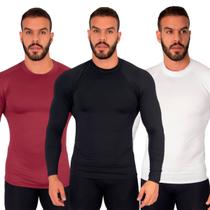 Kit 3 Blusas Térmicas UV Poliéster Masculina Manga Longa