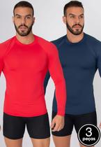 Kit 3 Blusas Vekyo Térmica Masculina Manga Longa Compressão Proteção UV Segunda Pele