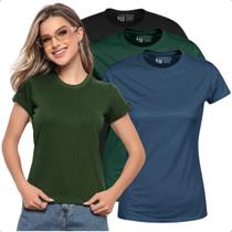 Kit 3 Blusinhas Femininas Camiseta Basica 100% Algodão Gola Redonda Fafenix Camisa Confortáveis