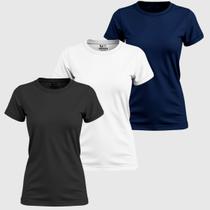 Kit 3 Blusinhas Femininas Camiseta Basica 100% Algodão Gola Redonda Fafenix Confortáveis