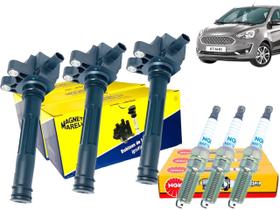 Kit 3 Bobina de Ignição + jogo de Velas Ka 1.0 3cc 2014 2015 2016 2017 2018 2019 20 Kit 3 Bobina de Ignição + jogo de Velas Ka 1.0 3cc 2014 2015 2016 2017 2018 2019 20