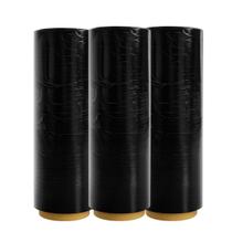Kit 3 Bobina Filme Stretch Preto Com Tubete 70cm X 450m Preto