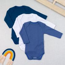 Kit 3 bodies de bebê menino longo