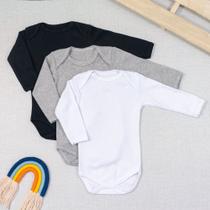 Kit 3 bodies de bebê neutro longo
