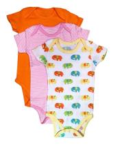 Kit 3 Bodies Manga Curta Para Bebe De 10 A 12 Meses - F00021