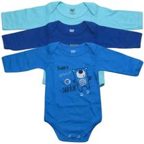 Kit 3 body bebê 100% algodão manga longa masculino frases doctor baby 01-018 Kit 3 body bebê 100% algodão manga longa masculino frases doctor baby 01-018