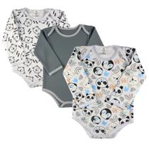 Kit 3 Body Bebe Moletom Para Meninos E Meninas Diversas Cores Estampas