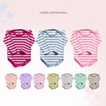 Kit 3 Body bodies Bori para Bebê Manga Longa Malha Listrado