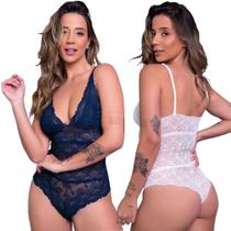 Kit 3 Body Decote Lingerie Transparente Casual Blogueira