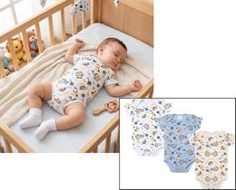 KIT 3 BODY EM SUEDINE ALGODÃO MANGA LONGA BEBÊ RN AO G Cor:Branco Palha AzulTamanho:P (2 à 4 meses) KIT 3 BODY EM SUEDINE ALGODÃO MANGA LONGA BEBÊ RN AO G Cor:Branco Palha AzulTamanho:P (2 à 4 meses)