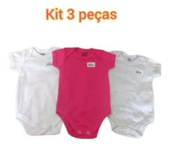 Kit 3 Body Infantil Liso Doctor Baby M (ROSA/CINZA/BRANCO)