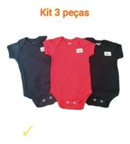 Kit 3 Body Infantil Liso Doctor Baby P (AZUL MARINHO/VERMELHO/PRETO)