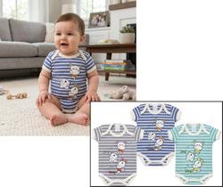 Kit 3 Body Manga Curta Listrado M (6 a 9 meses) Cor:ListradoTamanho:M
