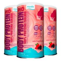 Kit 3 Body Protein Equaliv 600g Frutas Vermelhas