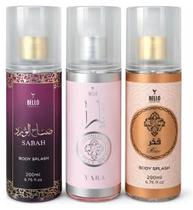 Kit 3 Body Splash Árabe 200ml Feminino Sabah, Yara, Rose