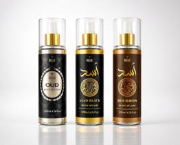 Kit 3 Body Splash Árabe Oud, Asad e Bourbon 200ml Perfume Colonia Corporal