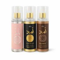 kit 3 Body Splash Árabe Yara, Asad Black e Bourbon 200ml Feminino e Masculino Perfume Colonia Corporal