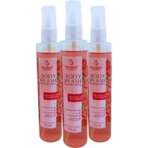 Kit 3 Body Splash Desodorante Colônia Morango com Champagne 130ml