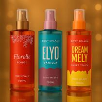 Kit 3 Body Splash Florelle Rouge Elyo Vanilla Dream + Mely Sweet Touch 200ml Kit 3 Body Splash Florelle Rouge Elyo Vanilla Dream + Mely Sweet Touch 200ml