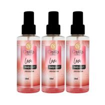 Kit 3 Body Splash Love Castilla Cosméticos 100mL Deo Colônia Feminina Floral Frutado Sofisticado