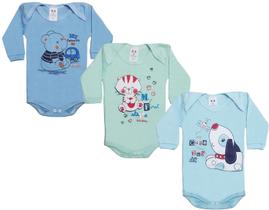 KIT 3 BODY SUEDINE MANGA LONGA PARA BEBÊ P AO G Little Baby KIT 3 BODY SUEDINE MANGA LONGA PARA BEBÊ P AO G Little Baby