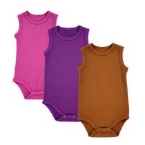 Kit 3 Bodys Bodie Regata Bebê Canelado Baby Básico Unissex