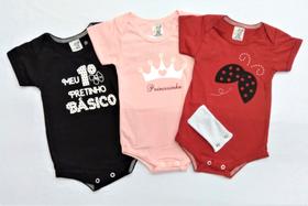 KIT - 3 Bodys Estampas Divertidas com 2 Extensores - Feminino - Tamanhos P / M / G KIT - 3 Bodys Estampas Divertidas com 2 Extensores - Feminino - Tamanhos P / M / G