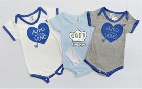 KIT - 3 Bodys Estampas Divertidas com 2 Extensores - Masculino - Tamanhos P / M / G