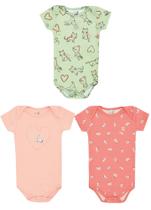 KIT 3 Bodys Manga Curta Bebê Menina Kiko e Kika REF:11366 KIT 3 Bodys Manga Curta Bebê Menina Kiko e Kika REF:11366