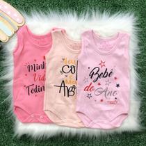 Kit 3 Bodys Regata Estampados com Frases em Algodão para Bebê Menina: Conforto e Estilo Garantidos