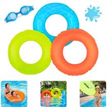 Kit 3 Boia Infantil Criança Adulto Inflável Neon Pool Party Decoração 76cm+Óculos de Natação