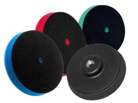 Kit 3 Boina Polimento Espuma + Suporte Disco 150mm
