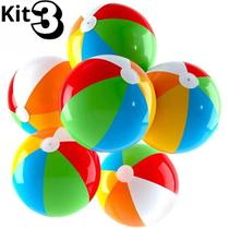 Kit 3 Bola Colorida 32cm Vibrante Praia Piscina Infantil Criança - arts