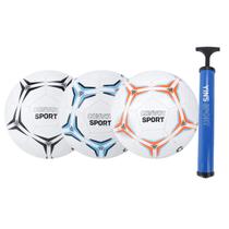 Kit 3 Bolas de Futebol Convoy N5 PVC + Bomba de Ar Manual