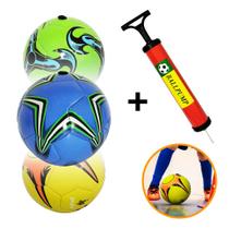 Kit 3 Bolas De Futebol Infantil + Bomba De Encher - material sintético Tamanho N2 Futsal