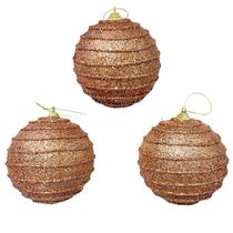 Kit 3 Bolas de Natal Brilhante com Glitter Enfeite Festivo