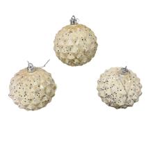 Kit 3 Bolas de Natal Brilho Decorada Glitter Enfeite Árvore