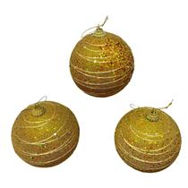 Kit 3 Bolas de Natal Decoradas Linhas Espirais Brilhantes