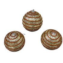 Kit 3 Bolas de Natal Espiral Decoradas Glitter Brilhante